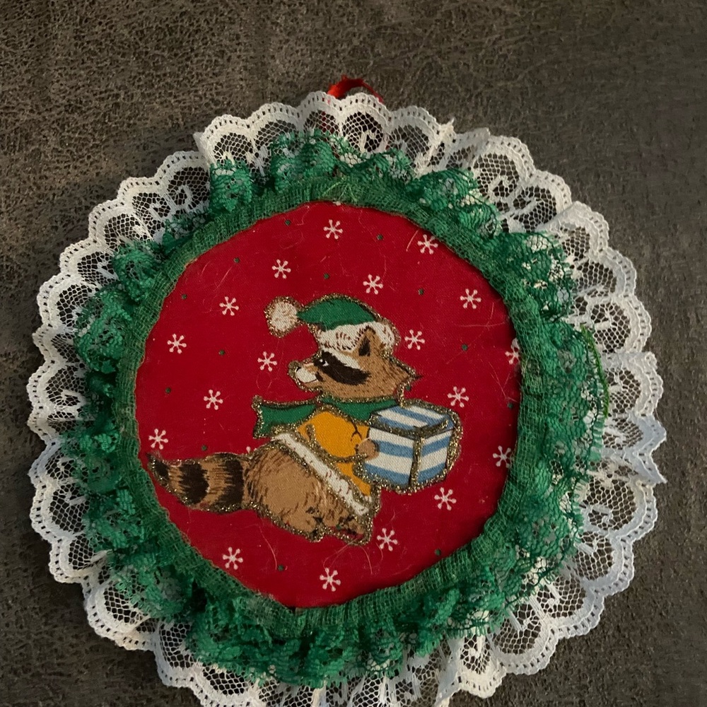 Vintage 1990s Christmas decor with Lace Trim